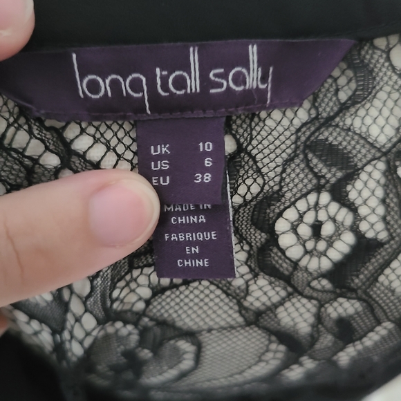 NWOT Long Tall Sally Tall Black Lace Women's Button Down Blouse - Picture 7 of 8